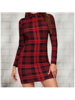 Vestido cuadros rojo y negro