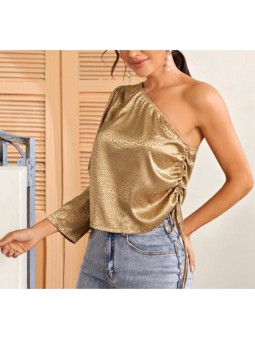 Blusa de un solo hombro con...