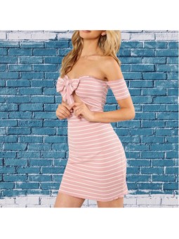 Vestido de canalé de rayas...