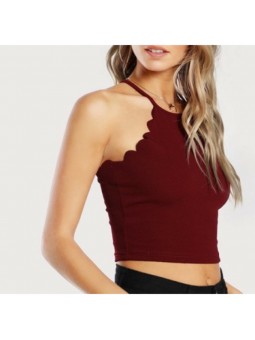 Top corto halter con ribete...